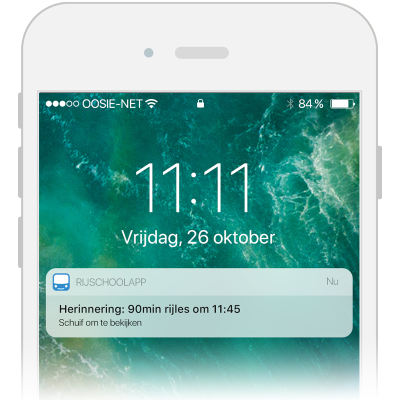 Leerlingen krijgen netjes een herinnering op hun telefoon toegestuurd dat ze een afspraak hebben